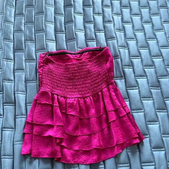 Fuchsia Strapless Ruffle Top - Picture 2 of 4